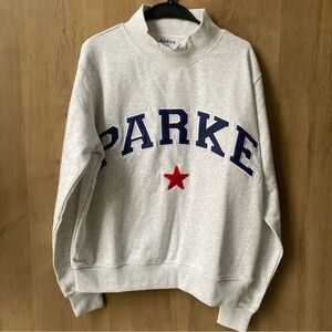 PARKE Light Gray Sweatshirt with Navy and Red Accents